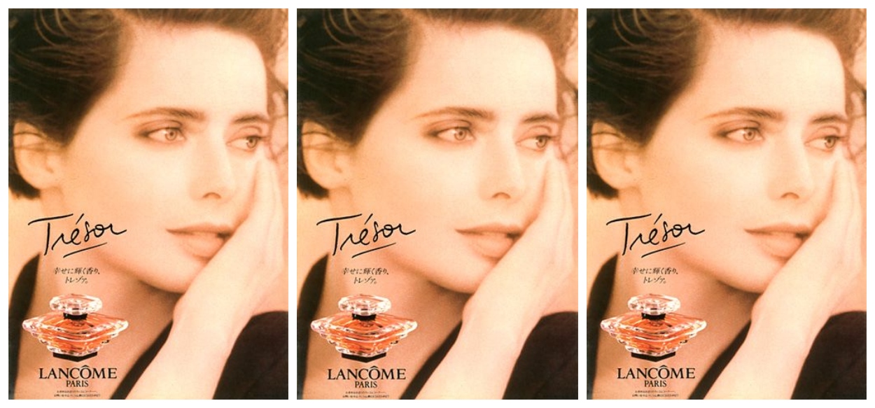Isabella Rosselini in the original magazine advert for Lancome Tresor